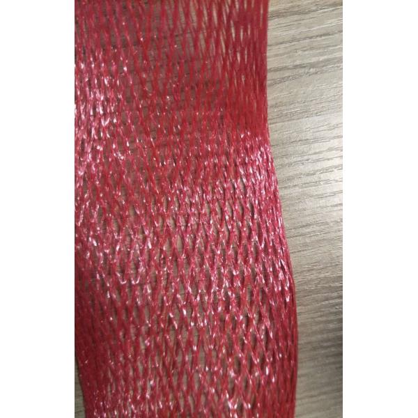 Tubular Knitted Polyester Drawstring Bag , Sleeve Mesh Vegetable Storage Bags