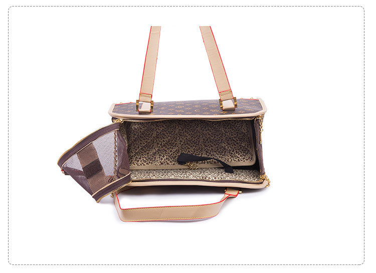 Design Classic Royal Quality Leather Grid Hand Pet Carriers