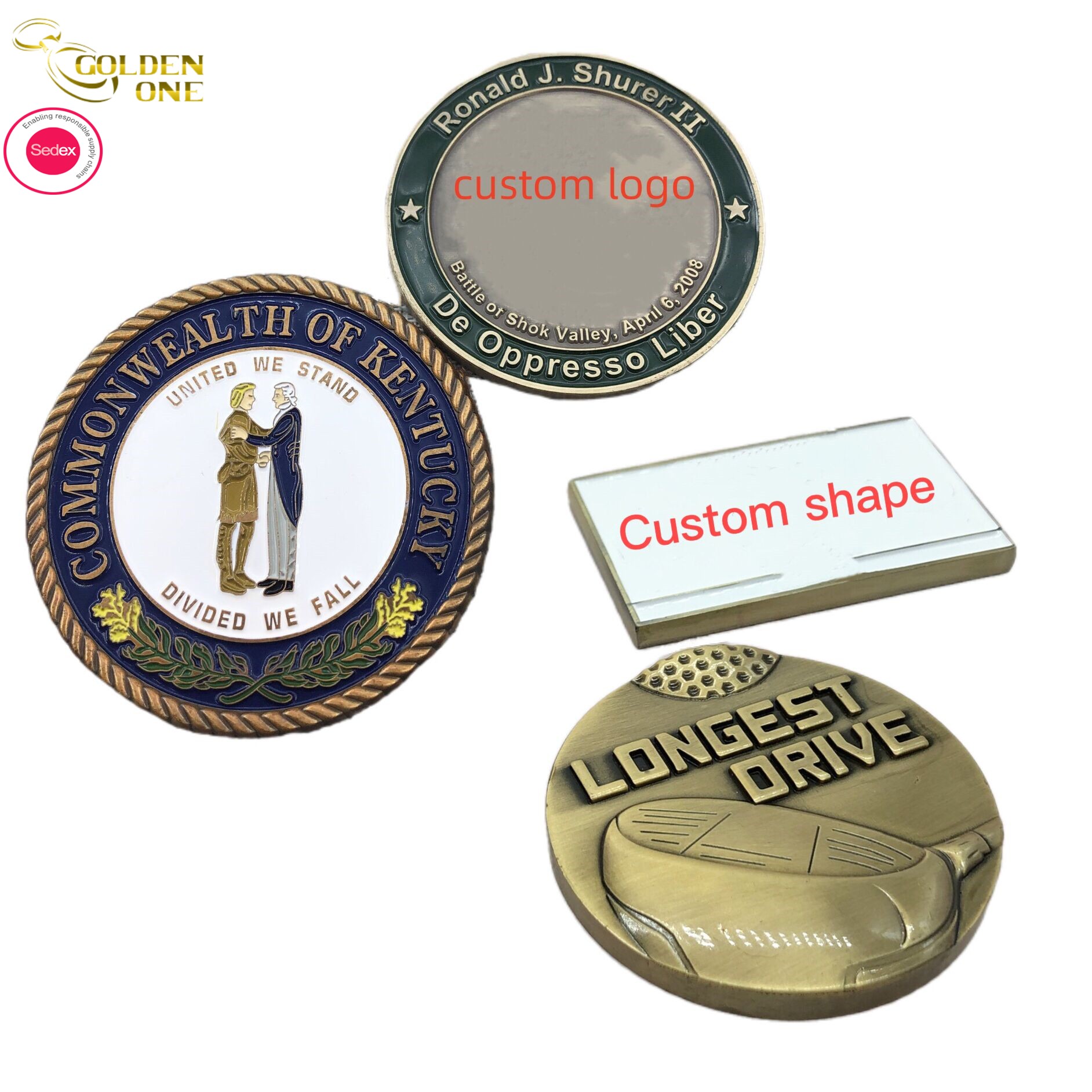 Soft Enamel Metal Challenge Coins Shiny Custom Die Casting 3D Blank Euro Souvenir