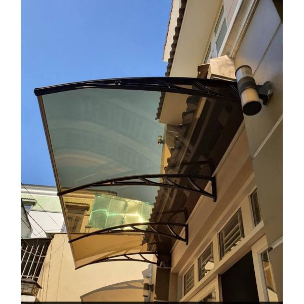 Polycarbonate Sail Material PC Canopy Featuring 600 800 1000 1200 1500mm Length Black Grey Bracket Providing Protection for Outdoor Business