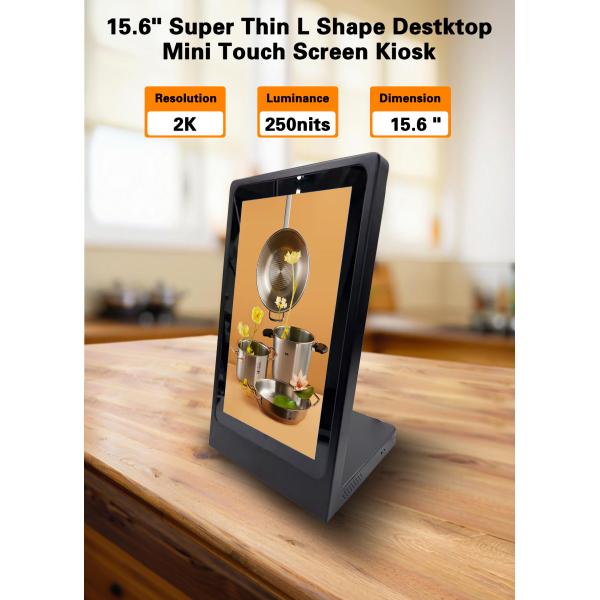 L Shape 15.6 Inch Super Slim LCD Touch Screen Kiosk Table Advertising Display For Retail