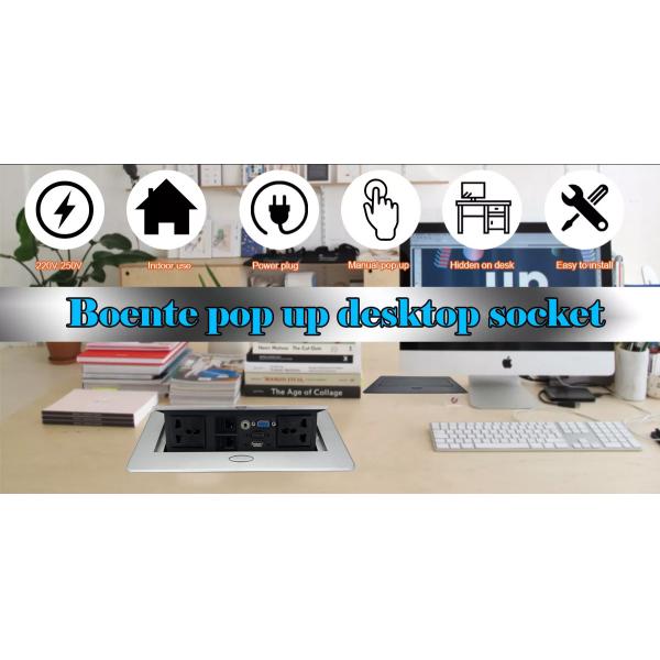 Multi-Functional Power Socket for Office Desk Zinc Alloy Hidden Pop-Up Table Outlet EU Plug Compatible US/AU