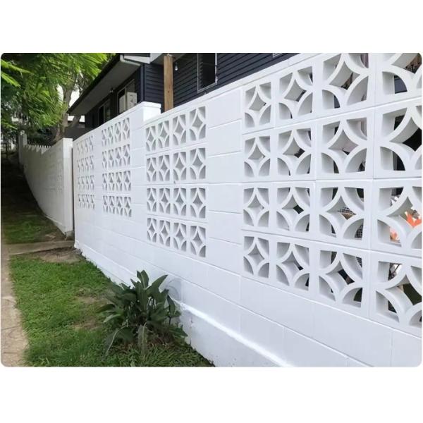 White Concrete Breeze Blocks with Diamond Pattern Decorative Cement Screen Bricks for Outdoor Courtyard Privacy Screen Wall