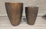 Bronze - Brown Irregular Flowing Wave Round Fiber Clay Planter