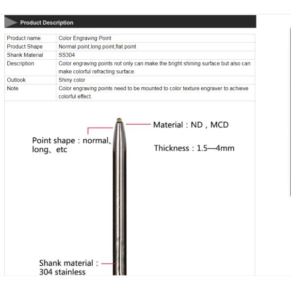 SS304 shank Diamond Engraving Bit For Making Rainbow Lines
