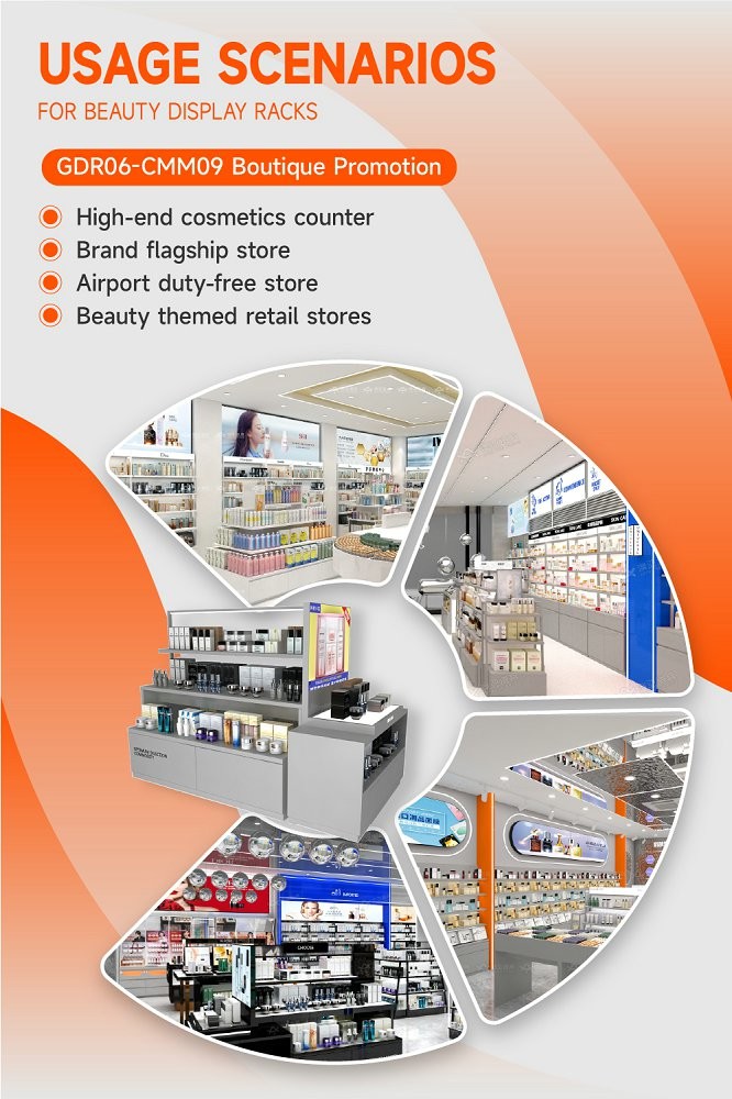 GDR06-CMM09 Retail Display Stand with 40mm Soft Film Light Box and LED Strips for Fashion Boutique