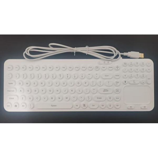 Sealed Medical Keyboard with rugged touchpad and white light, medical computer keyboard