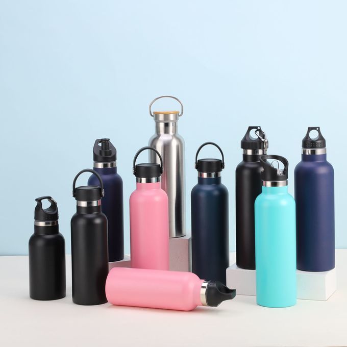 20oz Aluminum Water Bottles Bulk Reusable Water Bottles Lightweight Leak Proof Aluminum Sports with Twist Cap Buckle for Gym, Hiking, Cycling, Camping