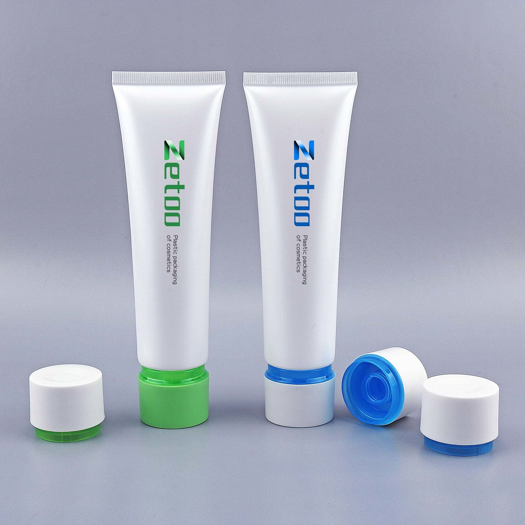 China PE Empty Lotion Squeeze Tubes White Cosmetic Soft Tube Round With Matt Screw Caps on sale