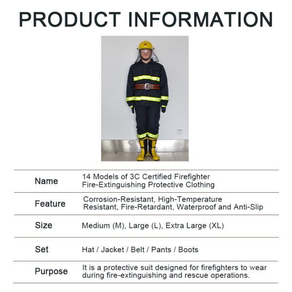 14-piece yellow fire protection uniform set
