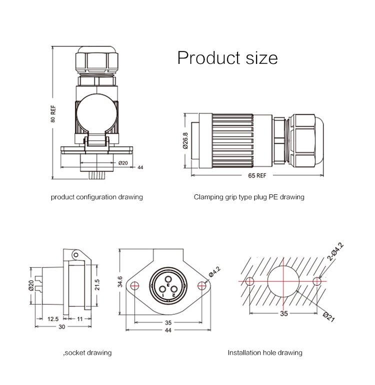 CNLINKO Waterproof Jack Shields E Bike Battery Power 3 Pole Connector Male 3 Pin Female 5 Pin Male and Female