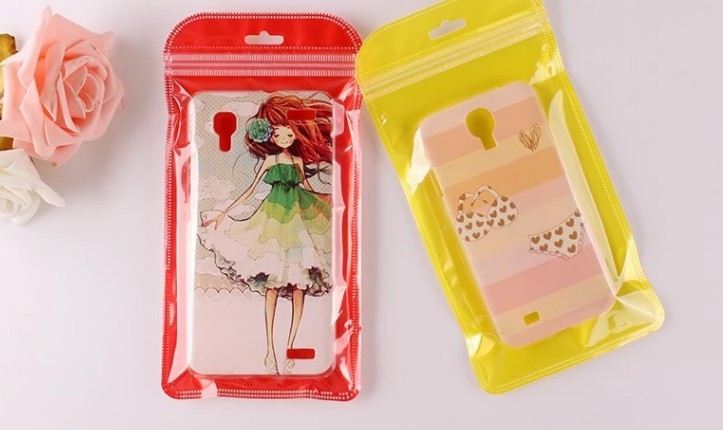 k Cell Phone Case Colorful Zipper Packaging Bag With Clear Window for Phone Case Packaging