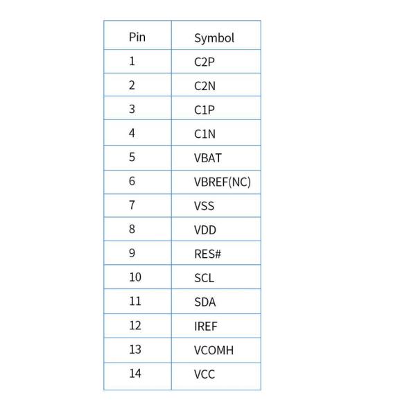 OLED display technical drawing