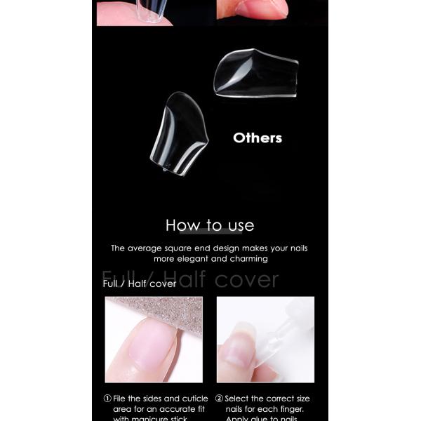 Clear Acrylic Soft Gel Nail Extension Tips Natural Replacement Refill Packs for Nails Professional Equipment