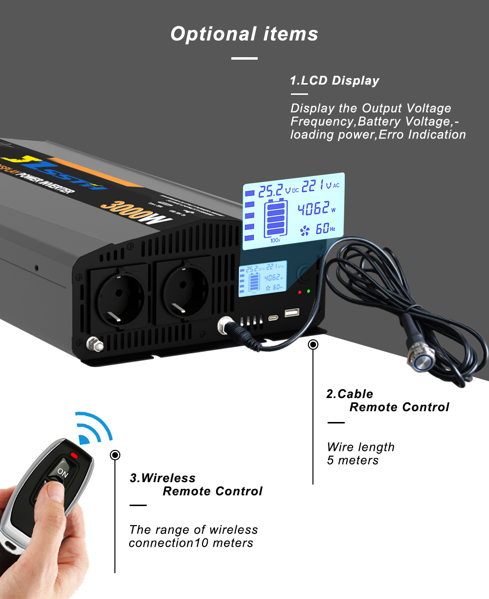 5000W 6000W Pure Sine Wave Power Inverter Dc 12V 24V 48V To Ac 110V 220V 230V