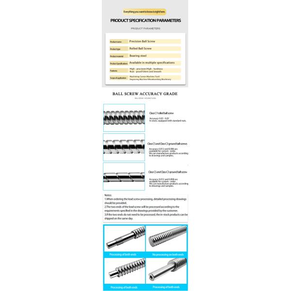 Compact Design Easy Installation Precision Ball Screw with Custom End Machining