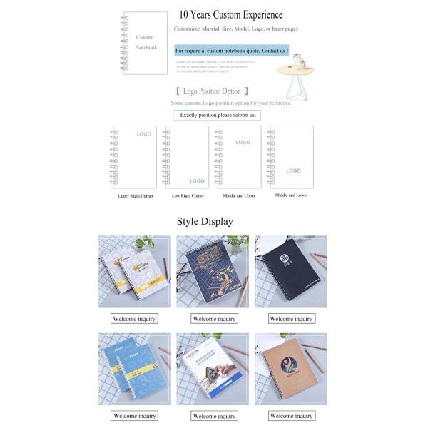 High quality office products A5 lined notebook spiral journal notebook with pen holder