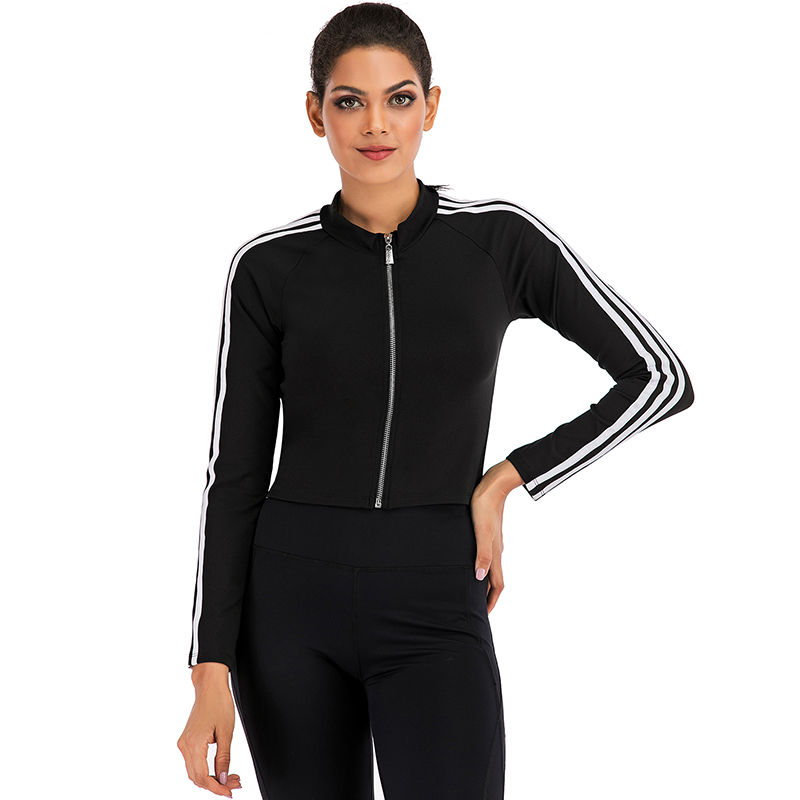 Zipper long sleeve lady cool sports t-shirt fitness running yoga coat