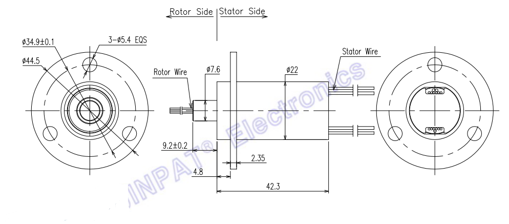 3 Circuit 10A Capsule Slip Ring for Electrical Test Equipment