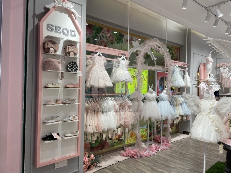Marble Powder Coated Kids Clothing Shop Display Furniture