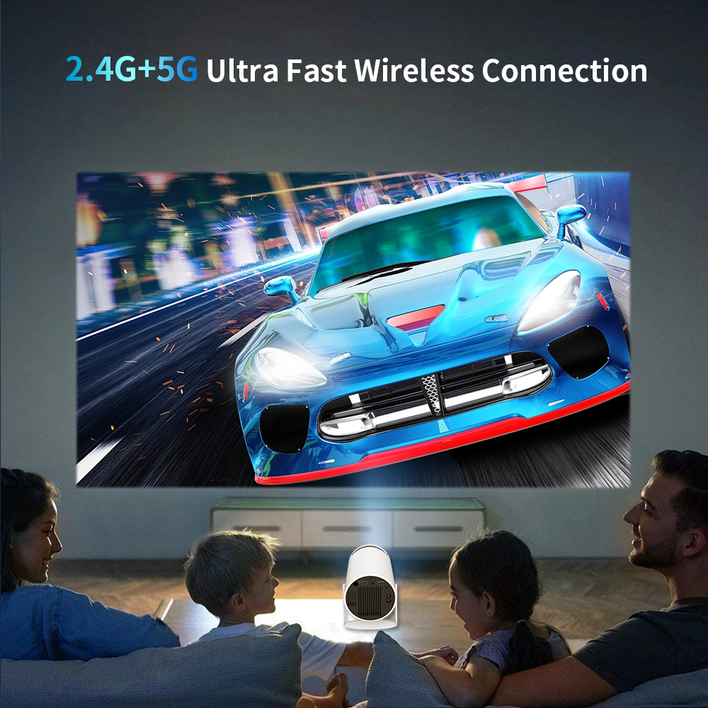 Flyin HY300 3D 4K Mini Android LED Projector 1080P Smart WiFi with Wide Angle Clarity Portable and Built-in Speaker