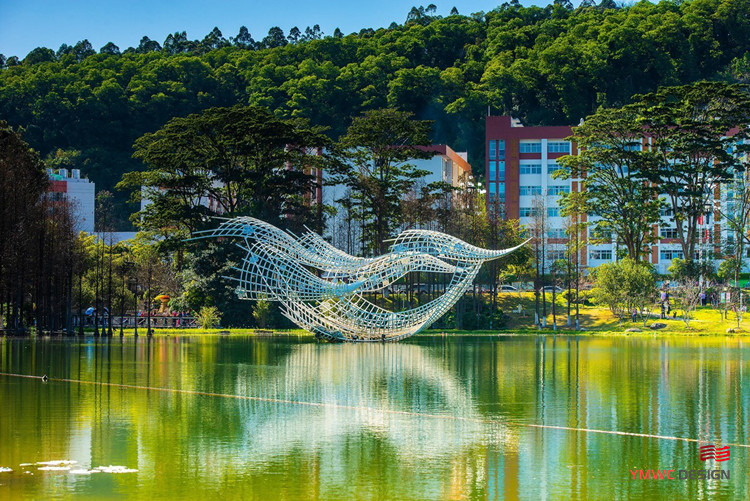 Custom White Stainless Steel Pipe Sculptures for Water Sculpture Parks and Lake Installations