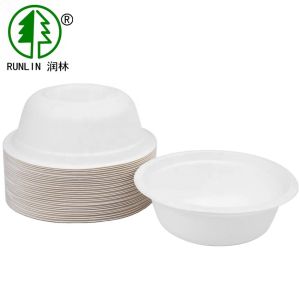 Quality 14OZ Oatmeal Recyclable Pulp Paper Compostable Bagasse Bowls Recyclable SGS for sale