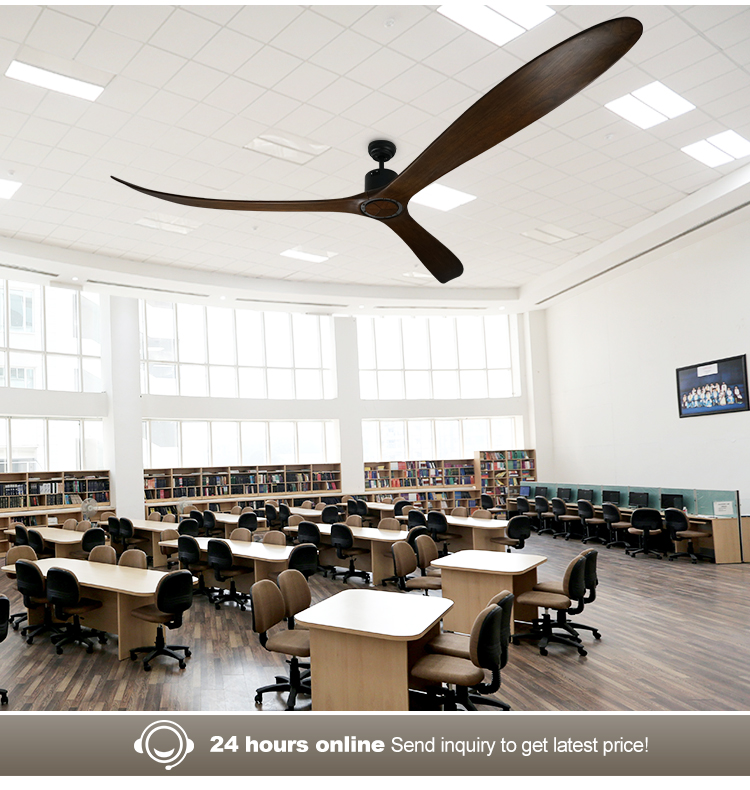 Meeting Room 100 Inches Ceiling Fan with Remote Control 35W Power and Wooden Blades
