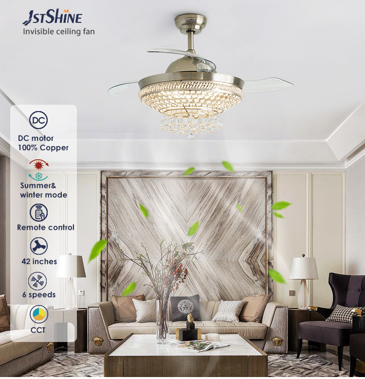 15cm Suspender Length Decorative Retractable Ceiling Fan with LED Lights by 1stshine