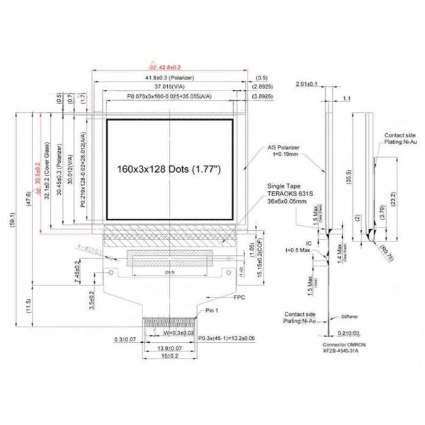 1.77 Inch OLED Screen Module Custom Oled Panel 160x128 Resolution Color SSD1353 Small Size