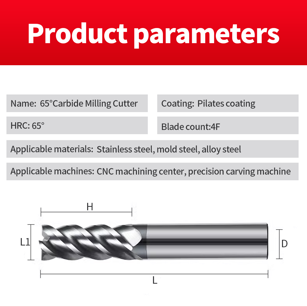 55° Metal Milling Cutters Tungsten End Mill Bits For Metal ODM