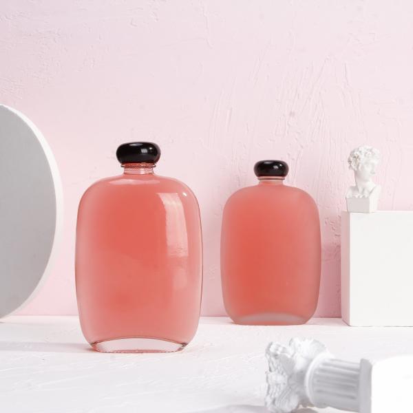 250ml 350ml Juice Hip Flask Bottles Cold Brew Glass Bottles With Metal Lids