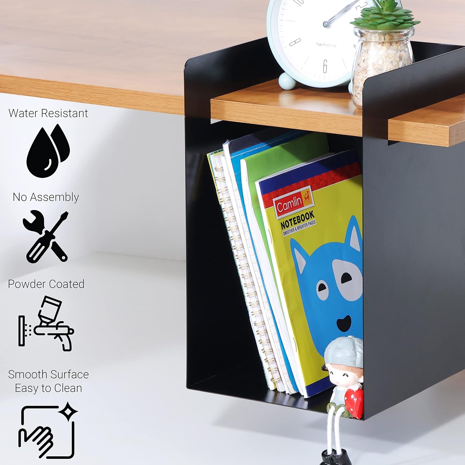 Table Side Pocket Installation Type Study Table Organizer with Steel Plant Fiber Material