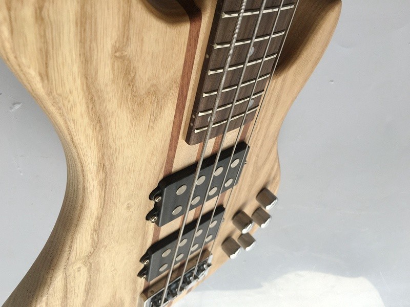 professional active electric bass guitar neck through body bass guitar with ashwood body