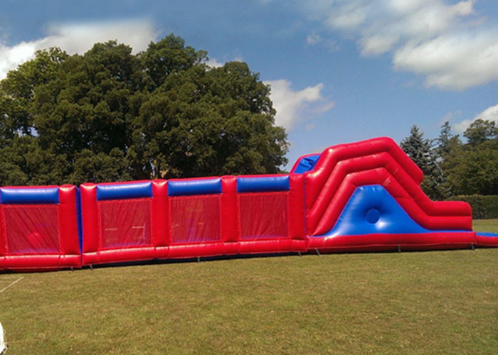 Outdoor Games 0.55mm PVC Red Giant Assault Courses Inflatable Bouncy Obstacle Course