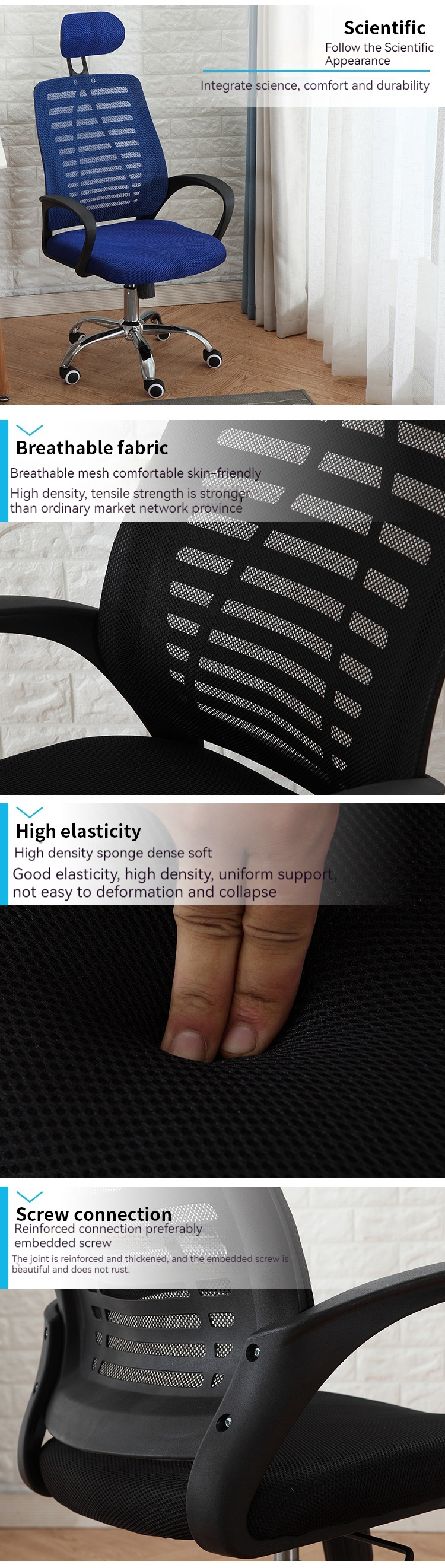 Durable Multicolor Mesh Chair with Lift Functionality and PU 3 Years After-sales Cycle
