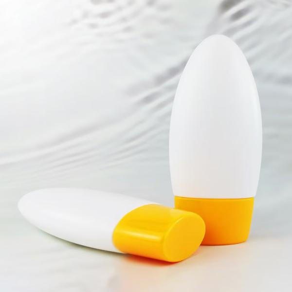 Oval Egg Shaped Empty Sunscreen Roll On Bottle White Matte Plastic Roll-on Deodorant Container Yellow Flip Cap Refillable Cosmetic Bottle for Sun