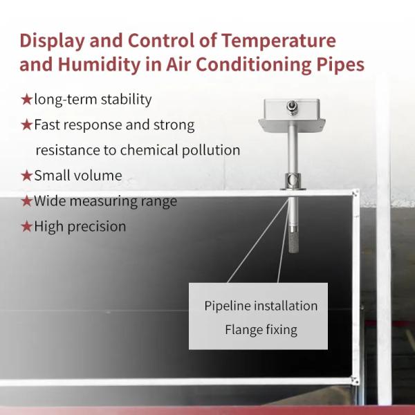 FG7010 temperature and humidity sensor pipeline transmitter with high-temperature resistant wall mounted threaded metal casing