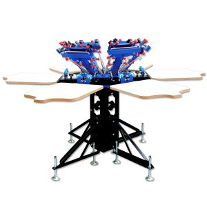 Double Rotary Manual 6-6 Color screen printing machine for t-shirt printing