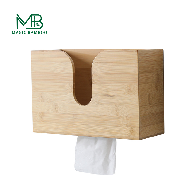 2023 Adhesive Desktop Bamboo Tissue Storage Box with Design and CE / EU Certification