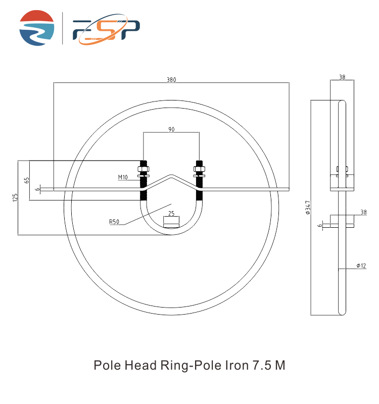 Outdoor Iron Pole Head Ring for Electrical Pole Mounting Used in FTTH Construction