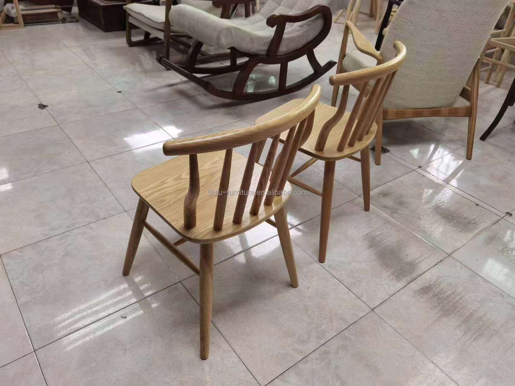 Modern Design Style Nordic Exquisite Workmanship Windsor Solid Wood Dining Chair for Restaurant Seating Furniture