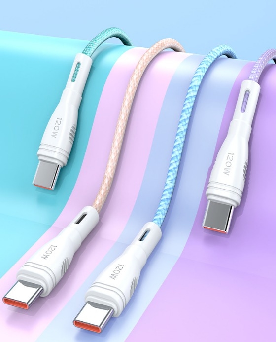 120W Fast Charge Cables | Colorful Braided Type - C Connectors