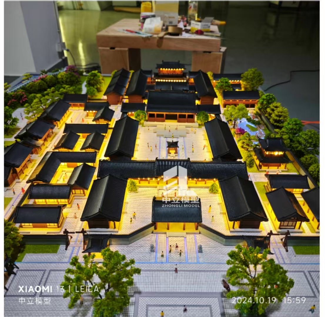 1:150 Traditional Chinese Architecture Model With Courtyards And Wooden Roof Structures