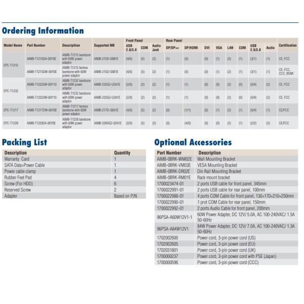 Advantech Embedded PCs EPC-T1000 Series EPC-T1228 AIMB-T12282A-00Y0E ,price favorable