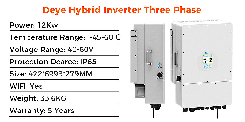 Deye 12kw High Voltage Hybrid Inverter SUN-12K-SG04LP3-EU Off On Grid