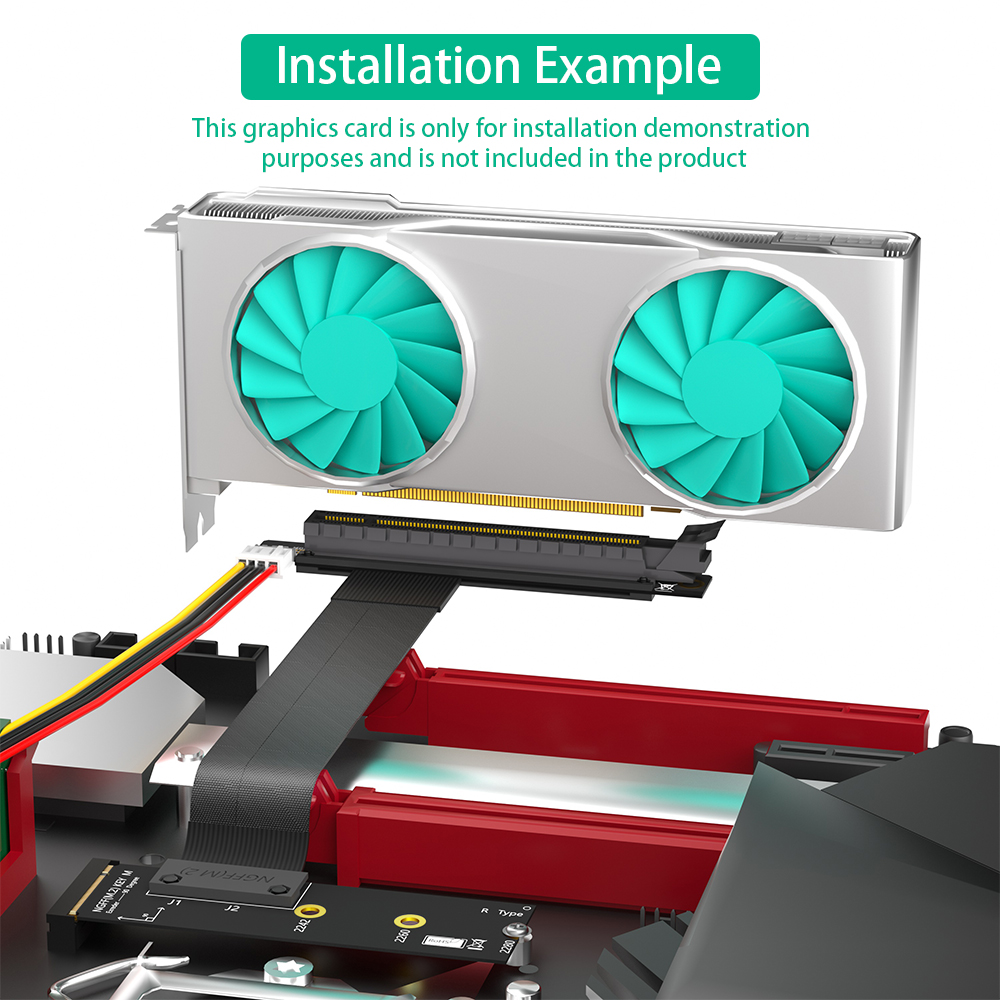 M.2 NGFF Key M to PCIe 16x Riser Adapter 19cm Cable