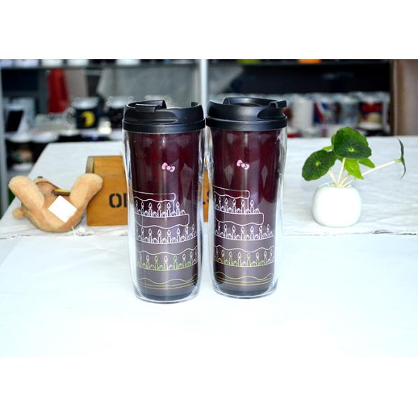 Screw Lid Double Wall Eco Friendly Mugs , Brown Plastic Hello Kitty Mug