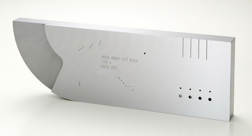 Phased Array Calibration Block for wedge delay calibration , performing DAC / TCG