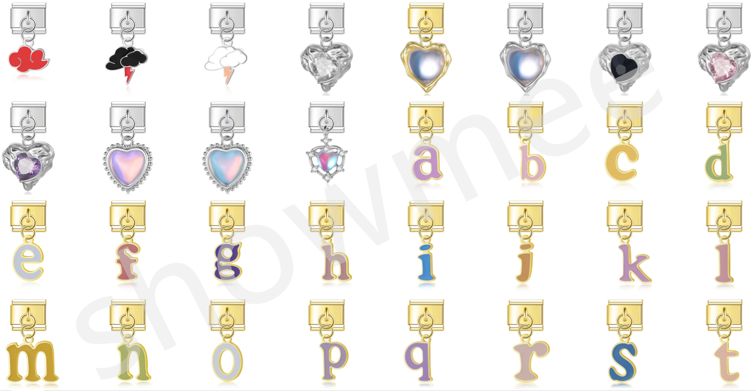 DIY Fashion YIWU Italian Charm Stainless Steel Gold Clover Bow Sun Gem Italian Charm Bracelet